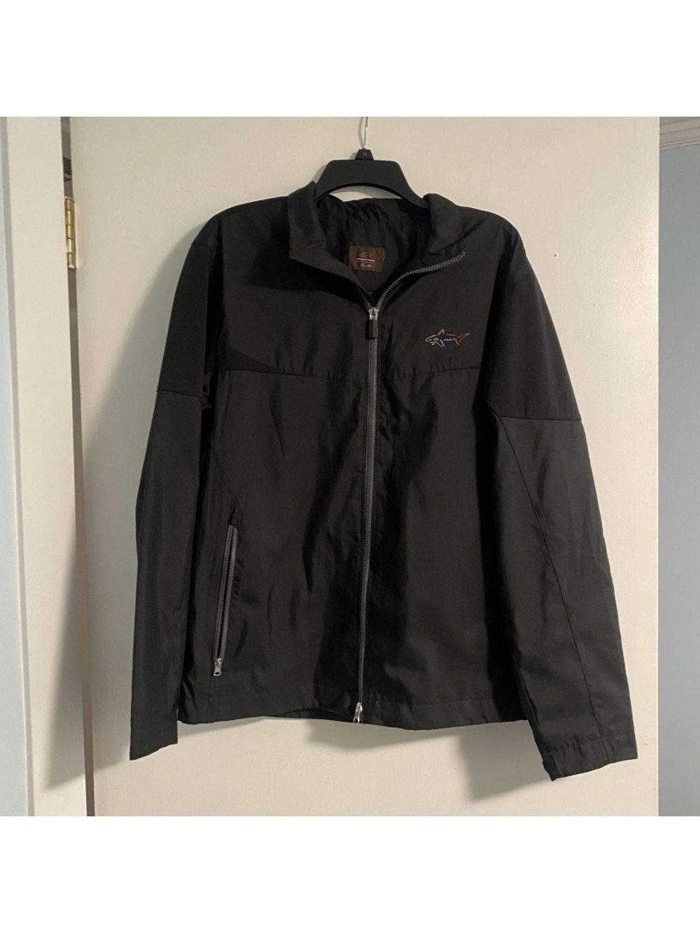 NWOT Greg Norman for Tasso Elba Mens M Black Full Zip Windbreaker Rain Coat Golf